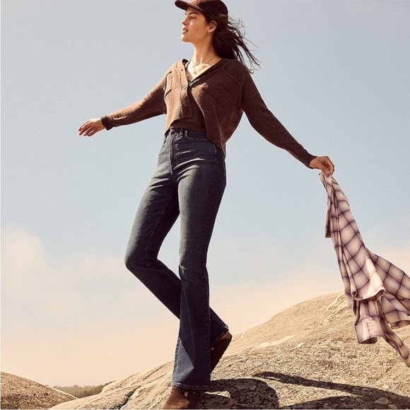 Madewell Flare Jeans Pant High Rise Demi-Boot Dark Stretch Blue Denim 29T - Picture 16 of 16